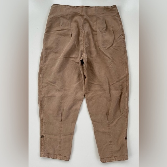 Marrakech Brown Tan Cedar Nicola Solid Pleated Pant LINEN Blend  Size 30 Large - Picture 4 of 13